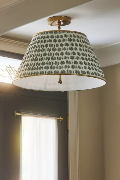 Lee Ruched Printed Brass Flush Mount Pendant - 24 inch - Image 2