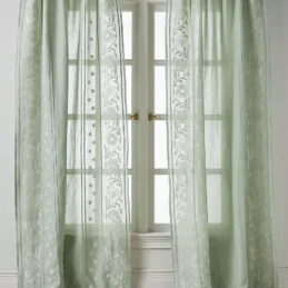 Manette Embroidered Cotton Linen Sheer Curtain