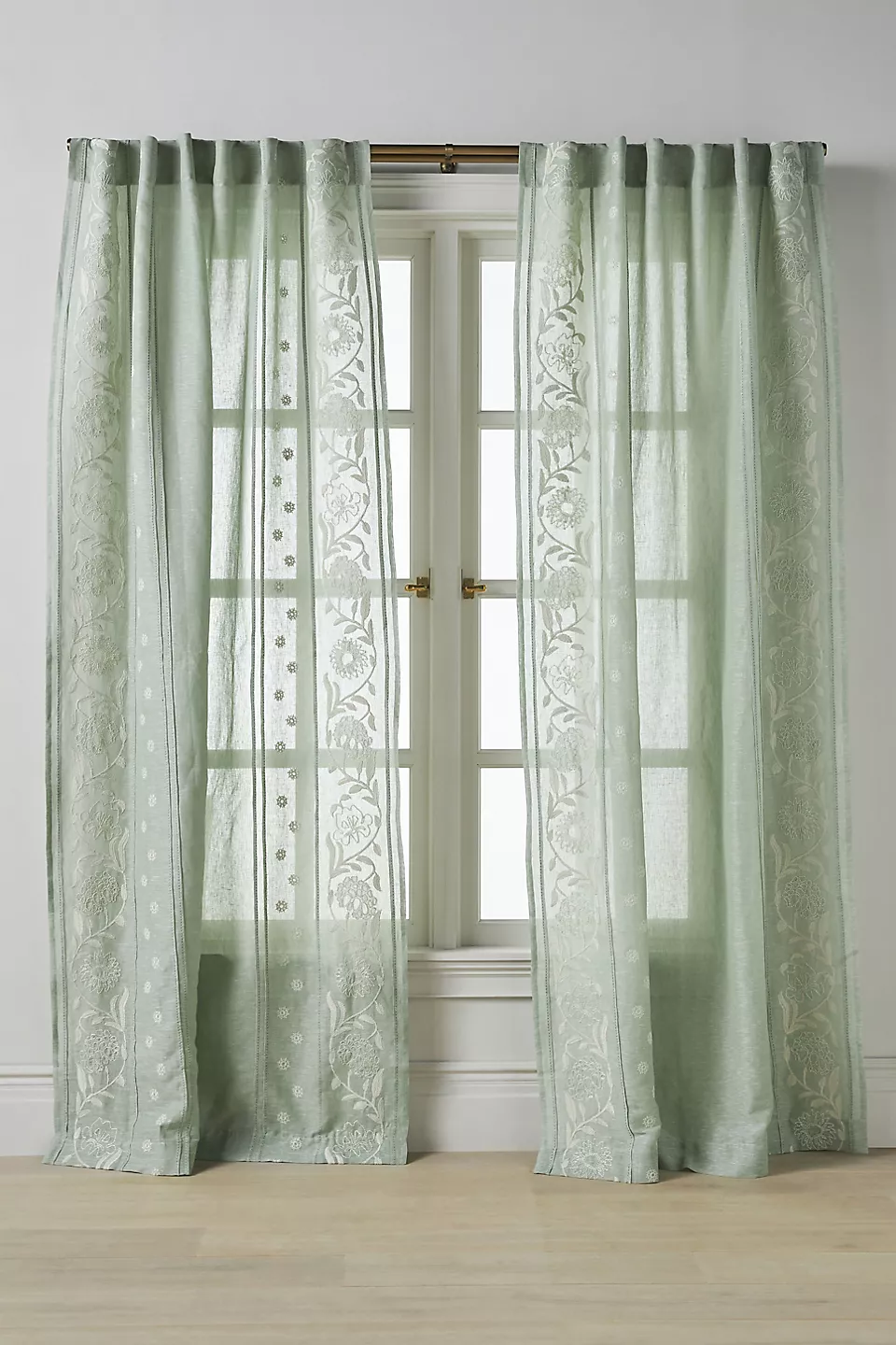 Manette Embroidered Cotton Linen Sheer Curtain