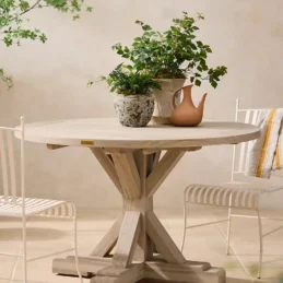 Clovis Cross Leg Teak Dining Table