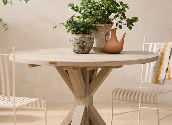 Clovis Cross Leg Teak Dining Table