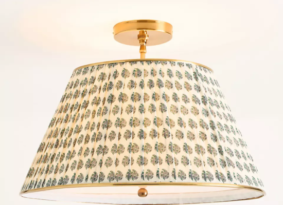 Lee Ruched Printed Brass Flush Mount Pendant – 24 inch