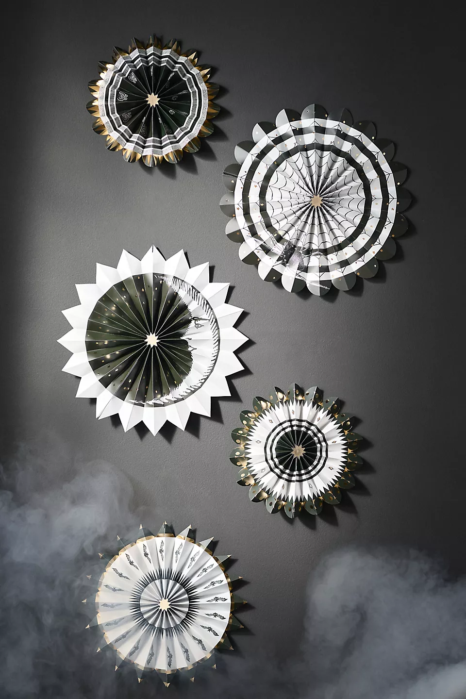 Florence Balducci Black Cat Halloween Paper Fans, Set of 5