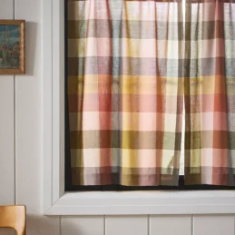 Woven Cotton Plaid Café Curtains, Set of 2