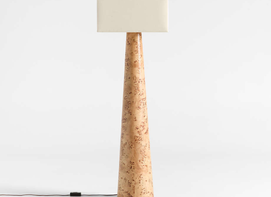 Gains Burlwood Floor Lamp with Linen Shade by Brigette Romanek