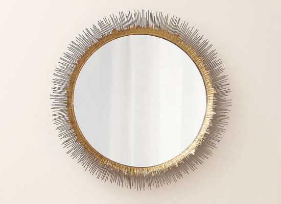 Clarendon Brass Large Round Wall Mirror 32″