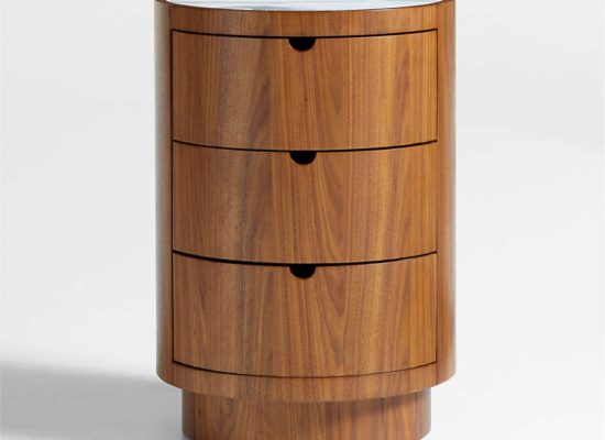 Gracia 18″ Walnut Wood and Marble Nightstand