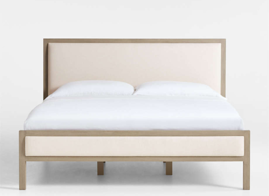 Keane Weathered Natural Wood Upholstered King Bed