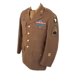 Original U.S. WWII 101st Airborne Division & Airborne Command Sergeant First Class Uniform with Beaded Patches & Laundry Number - Size 42R