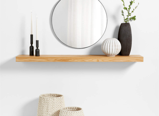 Natural Elm Wood Floating Shelf 66″