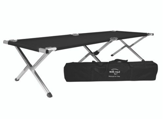 Black Military Style Folding Camping Cot