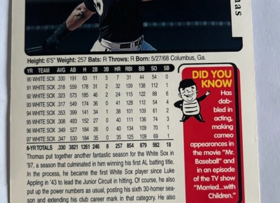 Frank Thomas 8×10 card # 60